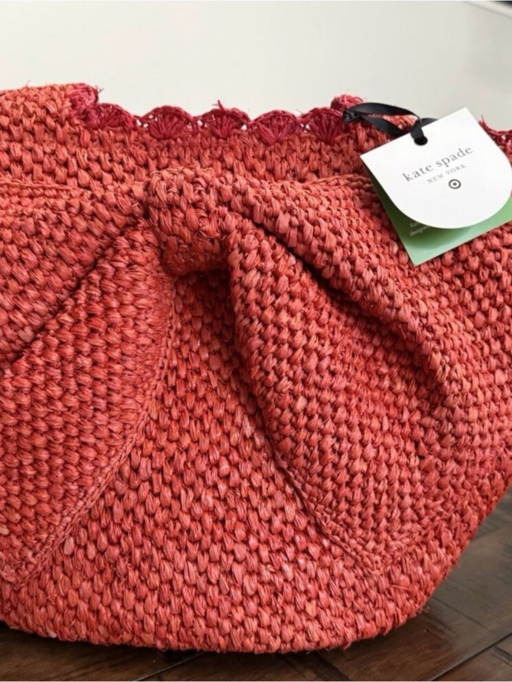 Kate Spade Red Woven Bow-Front Tote - Picture 9 of 9
